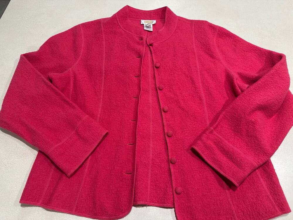 Talbots Pink Long Sleeve 100% wool Cardigan Sweater Size x-Large